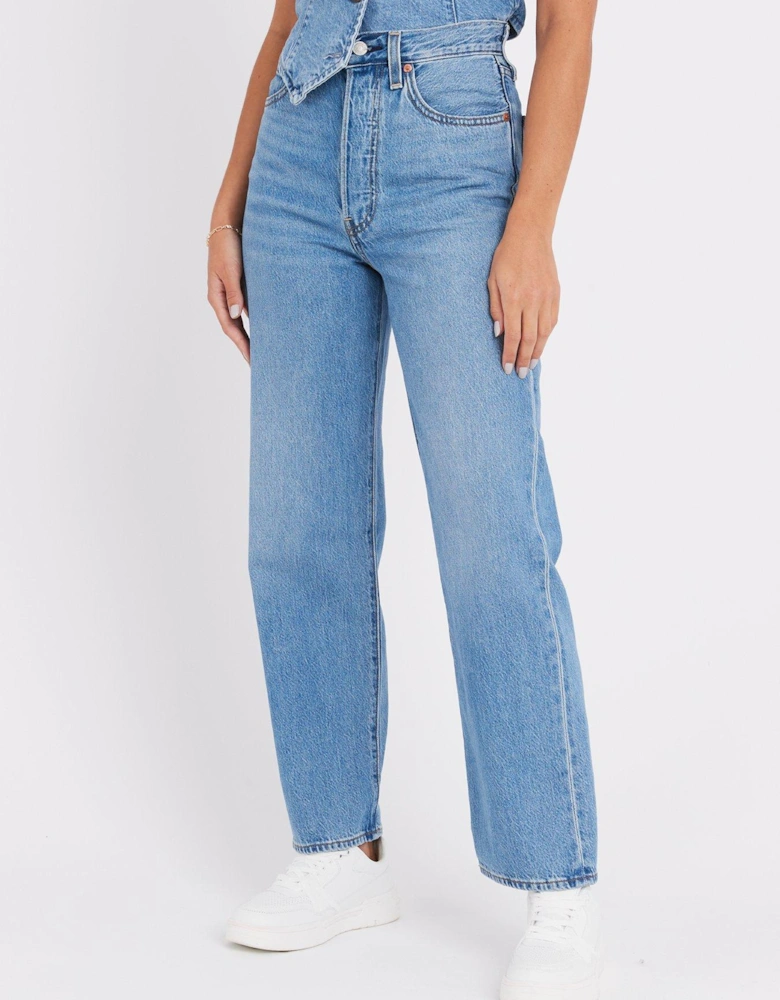 Ribcage Straight Leg Ankle Jean - Worn In - Blue