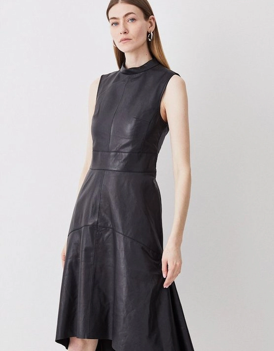 Leather High Low Sleeveless Dress, 5 of 4