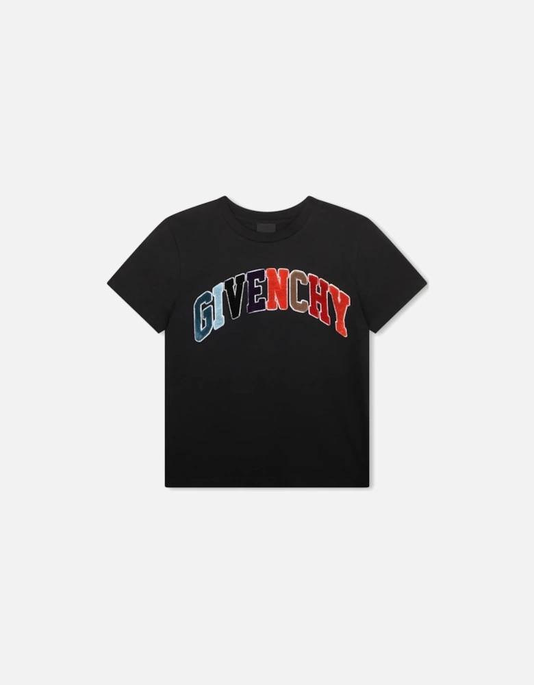 Kids Multi Colour Logo Tee Black