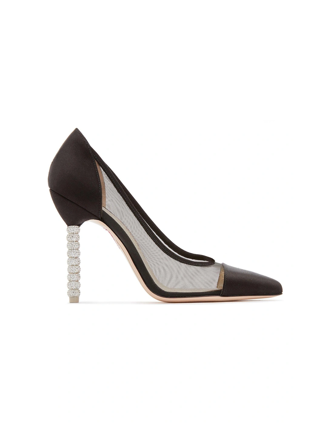 Jasmine Crystal Pump - Black Satin & Mesh, 4 of 3