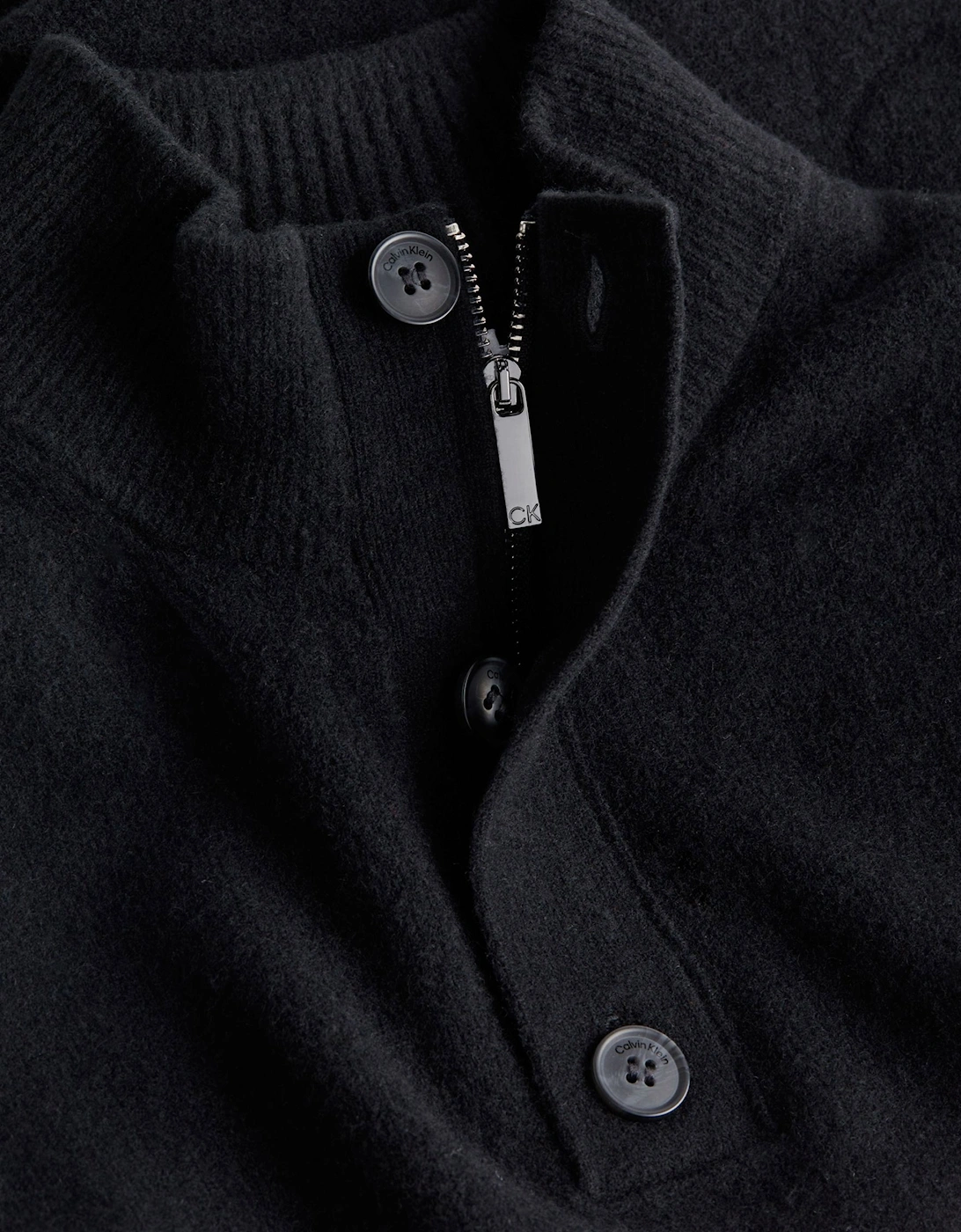 Lycra Blend Button Half Zip Black