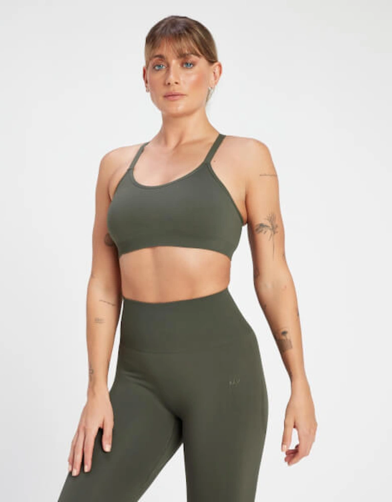 Women's Rest Day Seamless Cross Back Sports Bra - Taupe Green