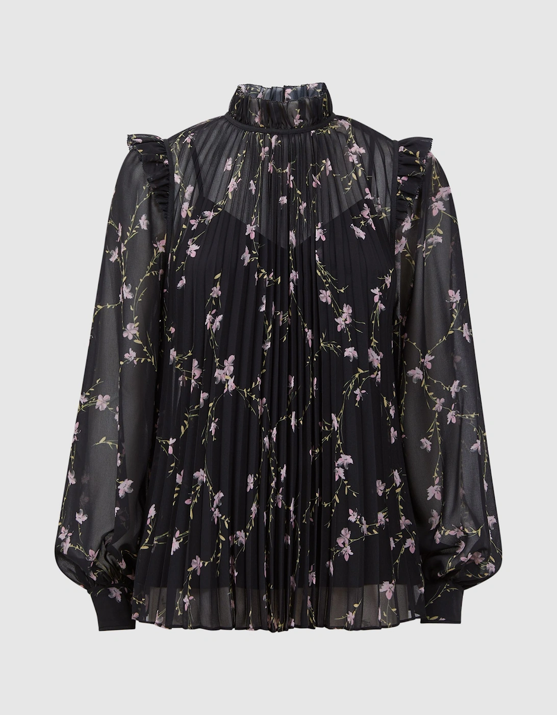 Florere Sheer Floral Ruffle Blouse, 2 of 1