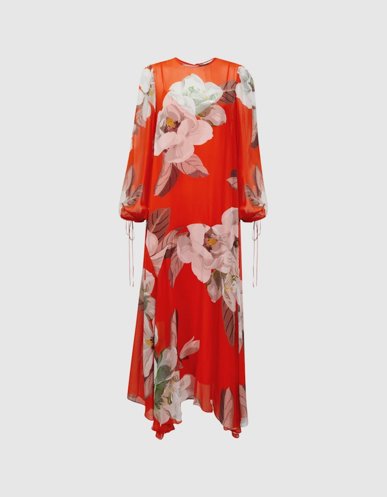 Florere Floral Asymmetric Midi Dress