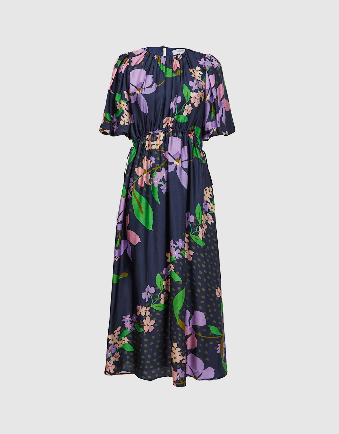 Florere Floral Puff Sleeve Midi Dress, 2 of 1