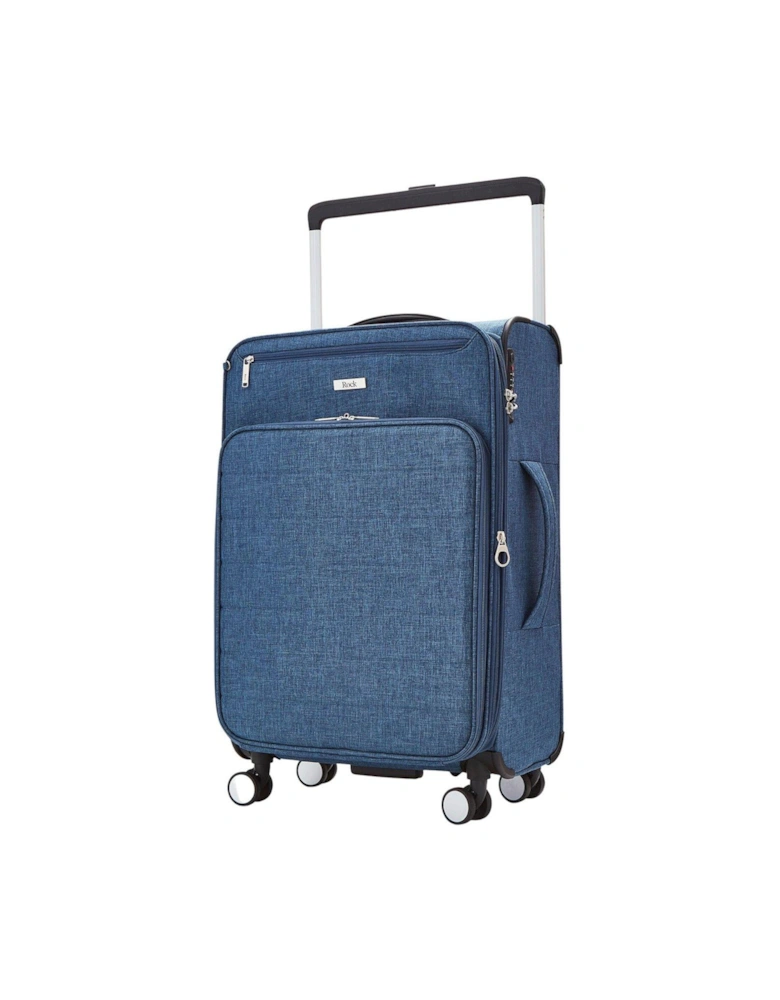 Rocklite DLX 8 Wheel Soft Unique Lightweight Medium Suitcase - Denim Blue