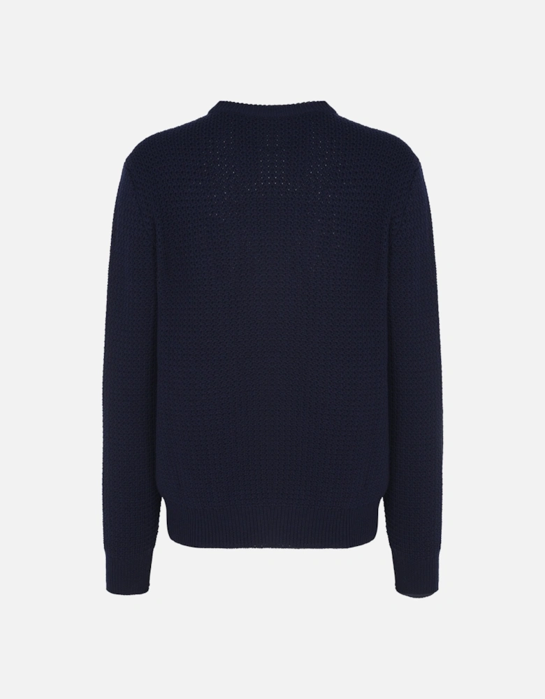 Intarsia-Knit Logo Wool Jumper Navy