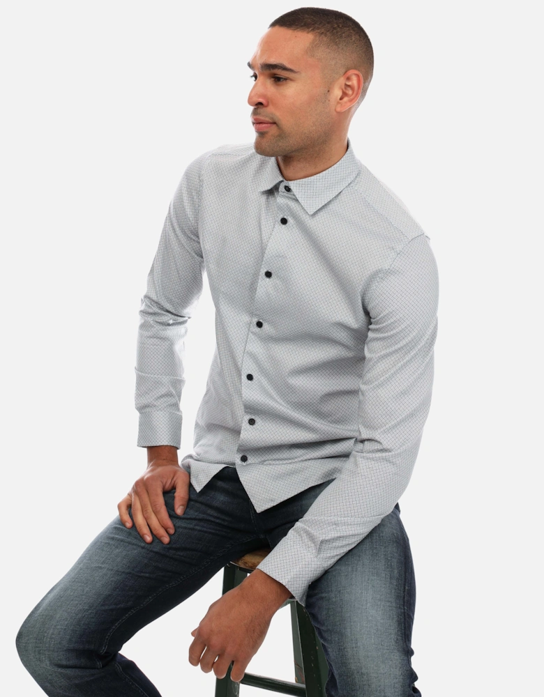 Mens Alham Long Sleeve Fine Geo Stretch Shirt