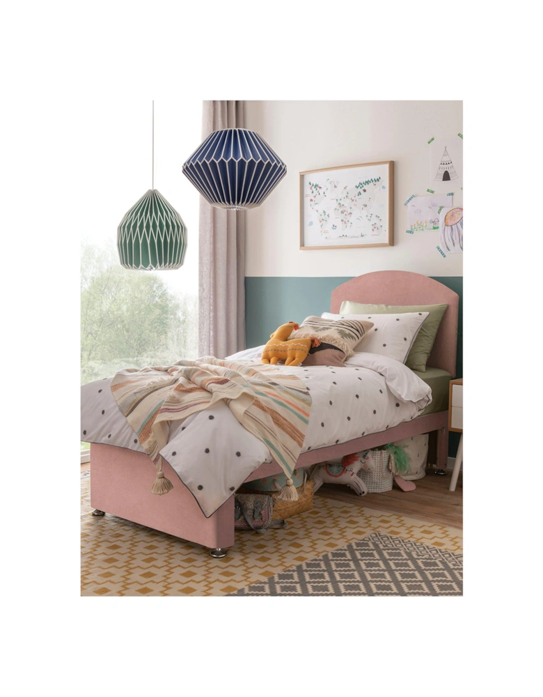 Kids Maxi Store Bright Velvet Divan Bed Set, Sprung Mattress and Headboard