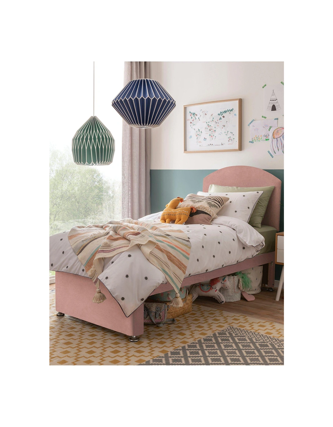 Kids Maxi Store Bright Velvet Divan Bed Set, Sprung Mattress and Headboard, 3 of 2