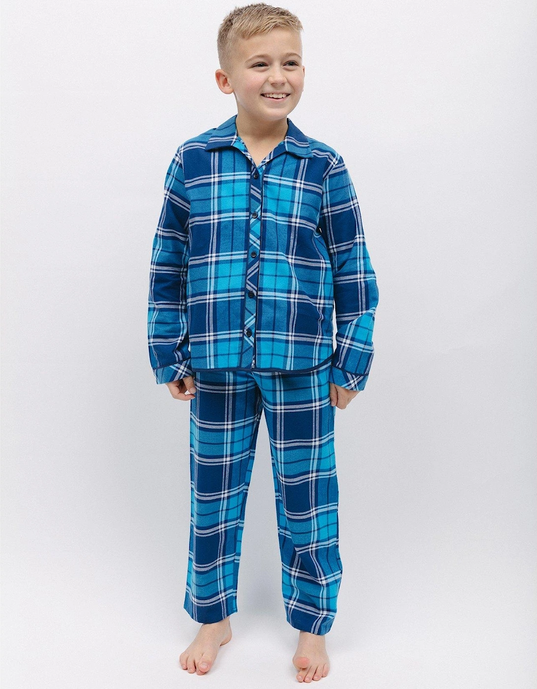 Unisex Felix Check Pyjama Set - Blue, 2 of 1