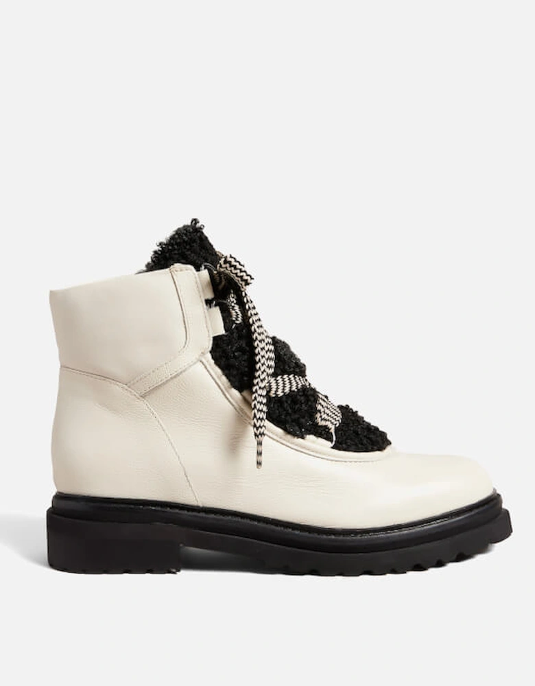 Mosie Leather and Faux Shearling-Blend Boots