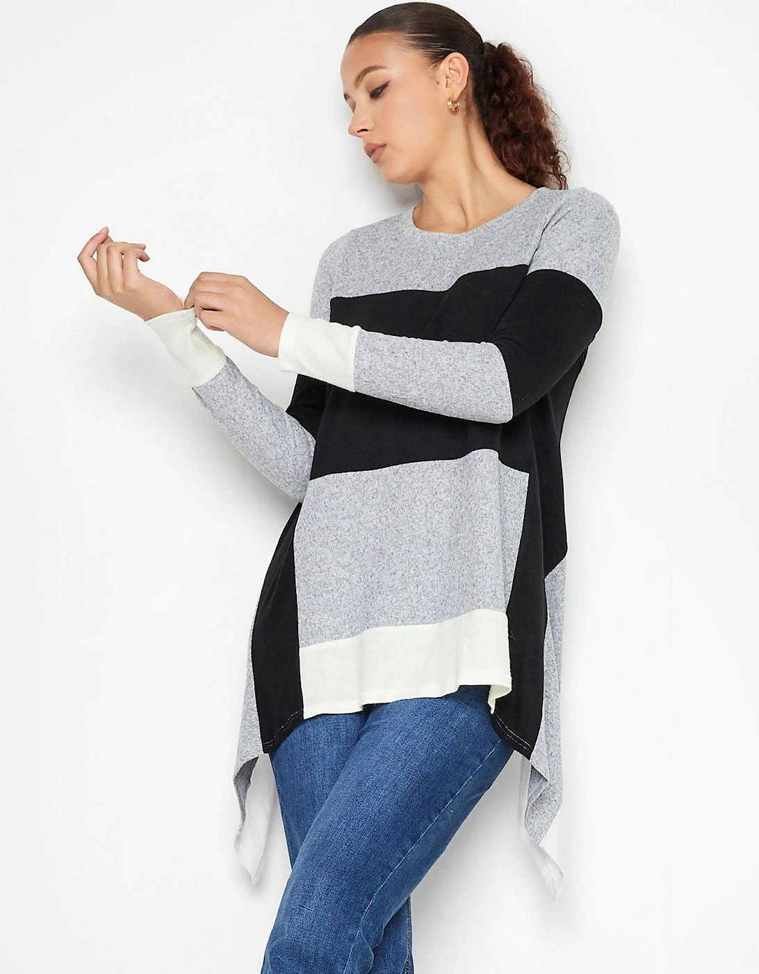 Striped Knitted Long Sleeve Top - Grey, 2 of 1