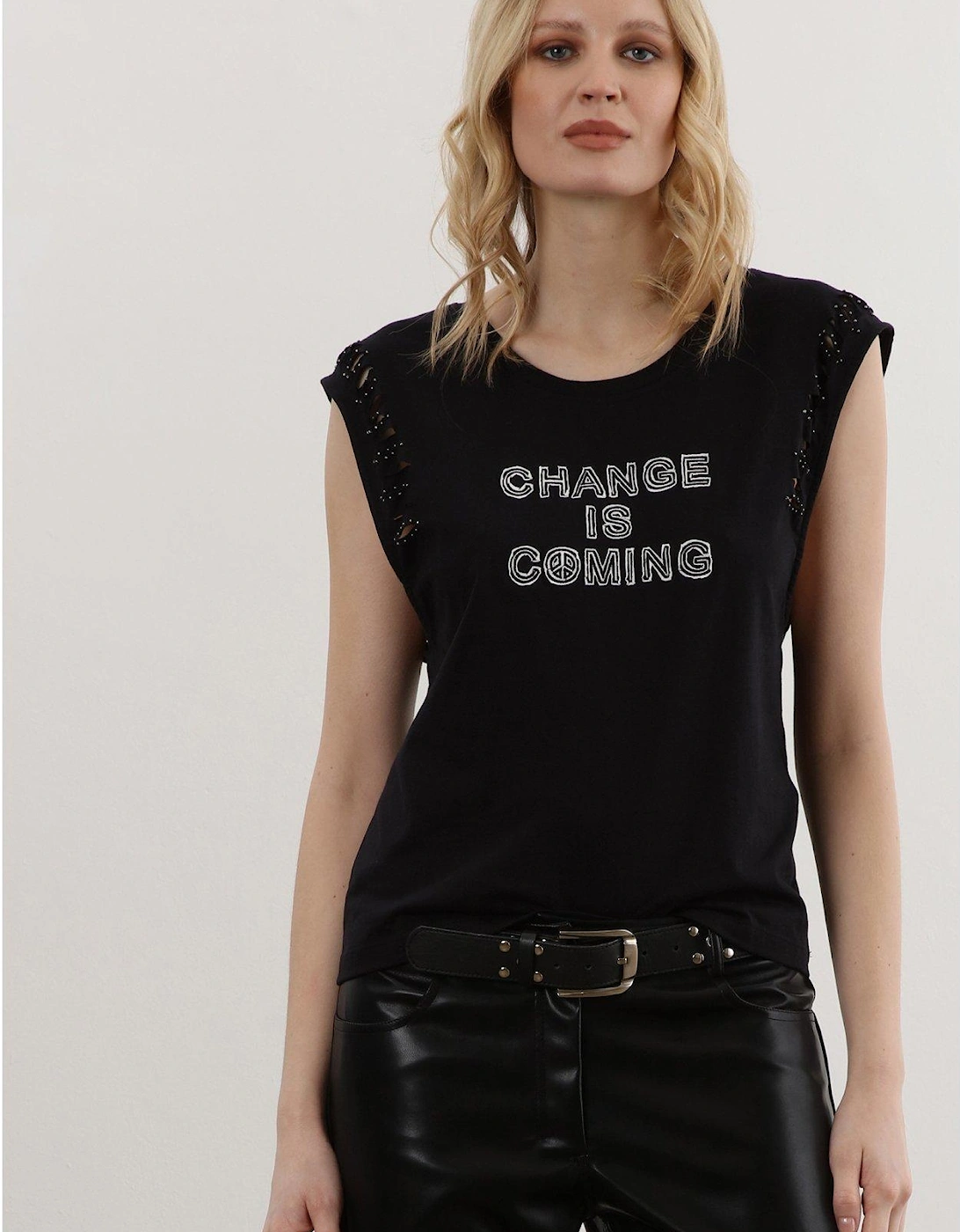 Cute Change T-shirt With Beading - Black, 7 of 6