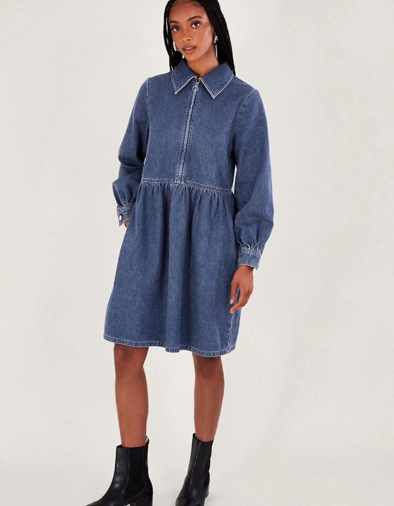 Alana Shirt Zip Dress - Blue