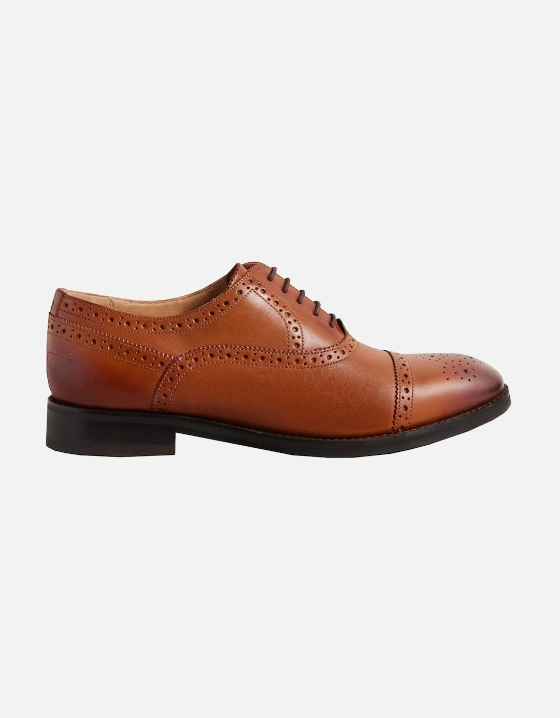Men's Tan Arnie Leather Brouge Shoes, 5 of 4