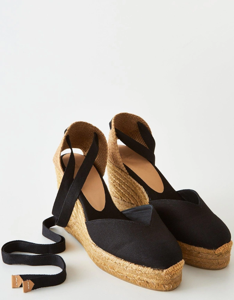 Chiara T 8ED Wedged Espadrille Sandals - Black 