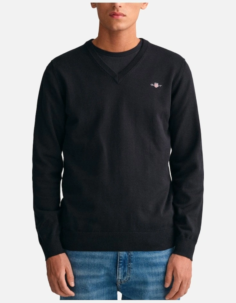 Classic Cotton V Neck Sweater Black