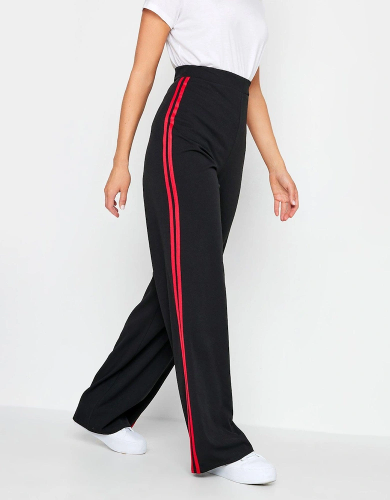 Red And Black Side Stripe Wide Leg Trouser