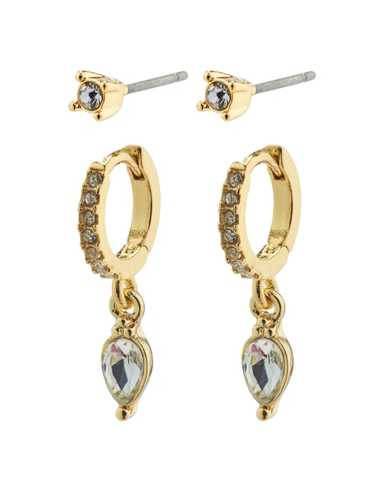 ELZA   crystal earrings 2-in-1 set gold-plated