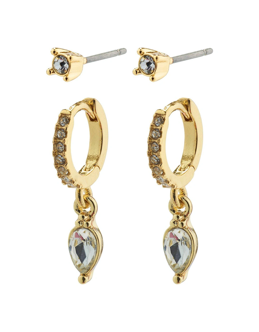 ELZA   crystal earrings 2-in-1 set gold-plated, 2 of 1