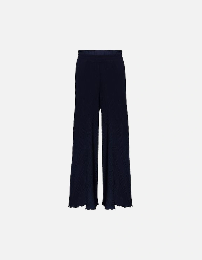 Pleated Cropped Trousers Navy