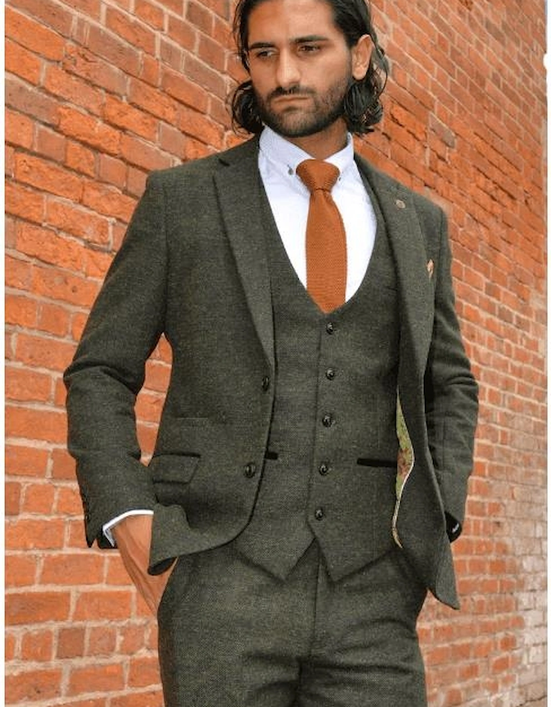 Marlow Olive Green Tweed Blazer