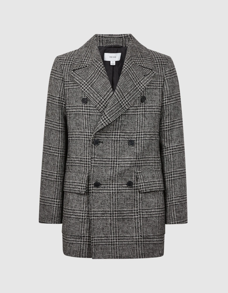 Wool Double Breasted Check Coat