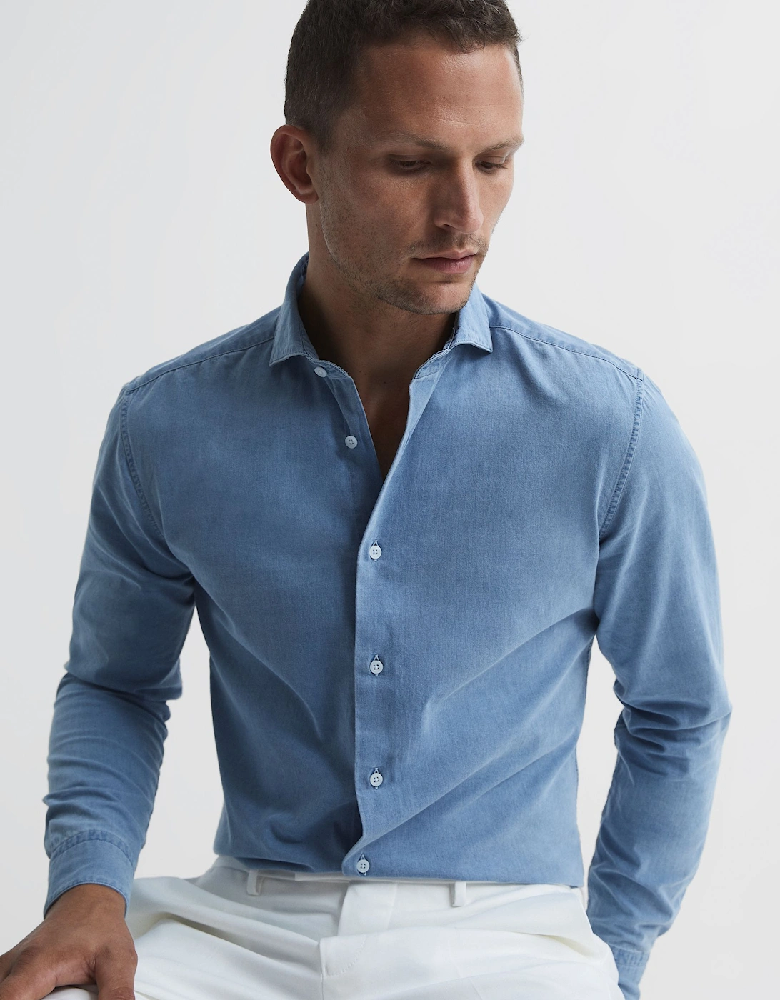 Washed Chambray Button-Through Shirt, 2 of 1