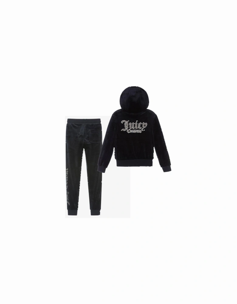 Girls Midnight Navy Velour Tracksuit