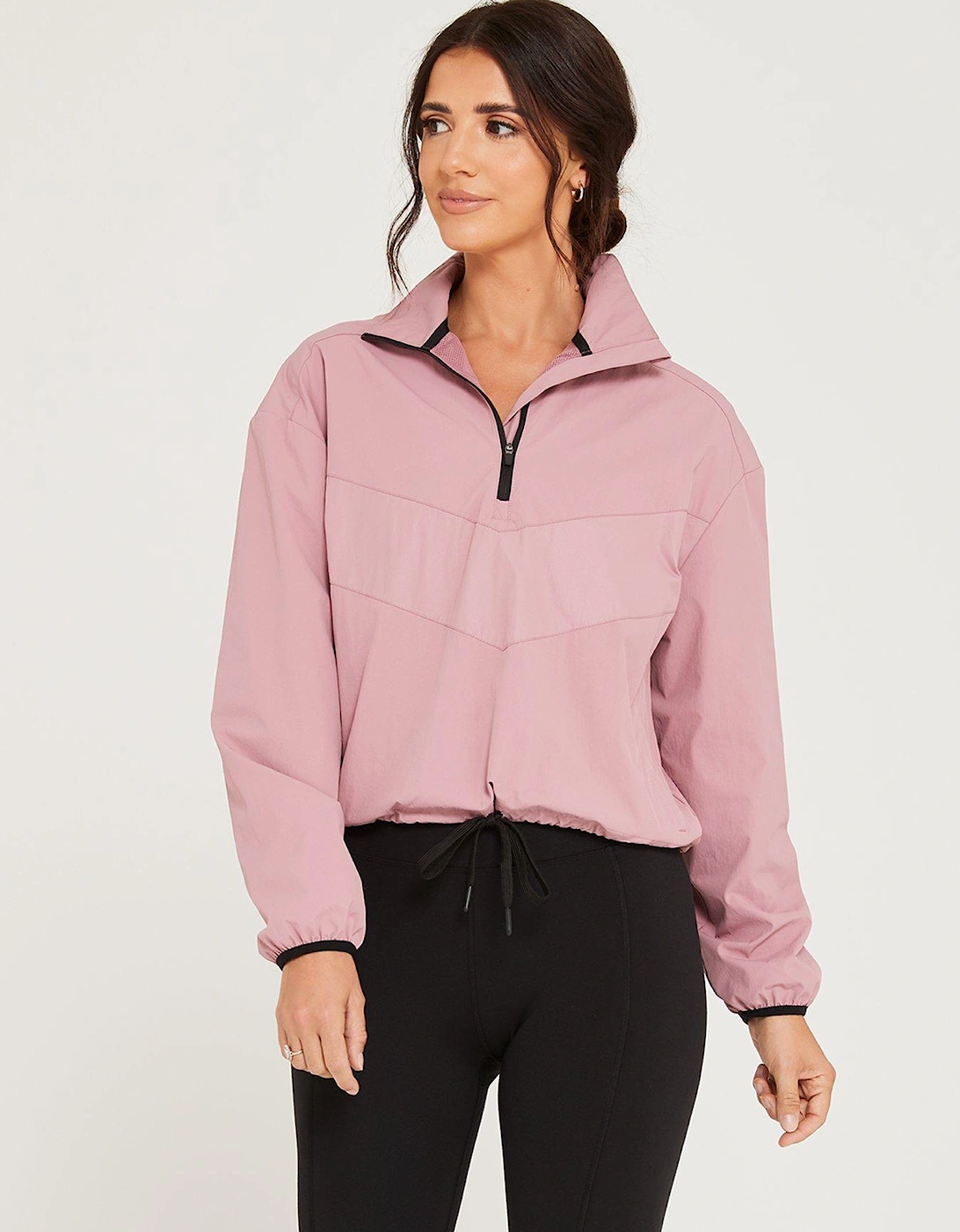 x V by Very Crinkle Nylon Track Overhead Jacket - Pink, 5 of 4