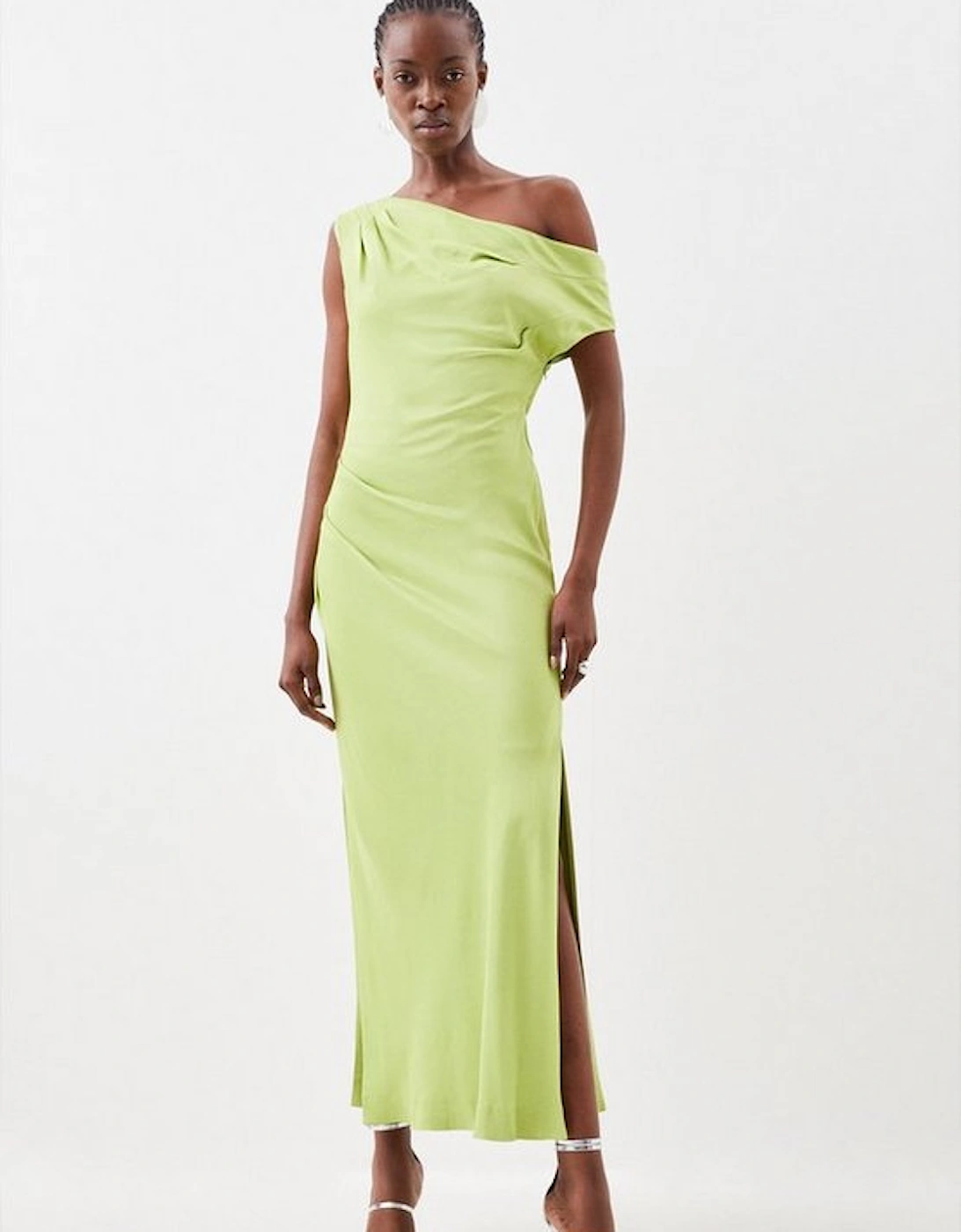 Satin Crepe One Shoulder Woven Maxi Dress, 5 of 4