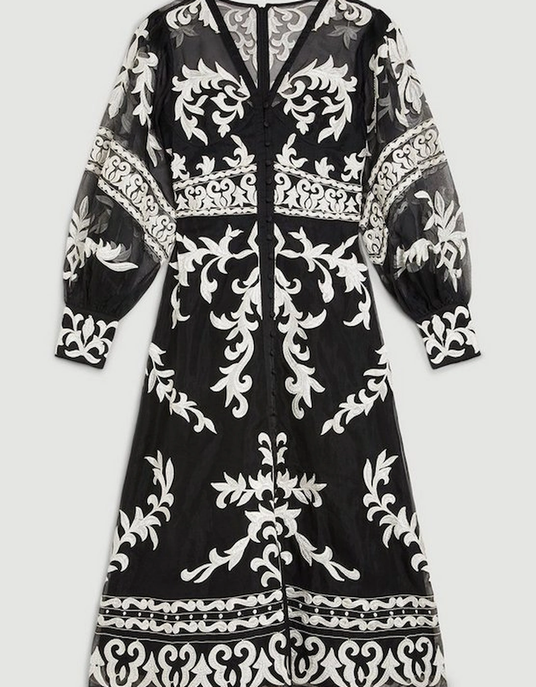Baroque Applique Woven Midi Dress