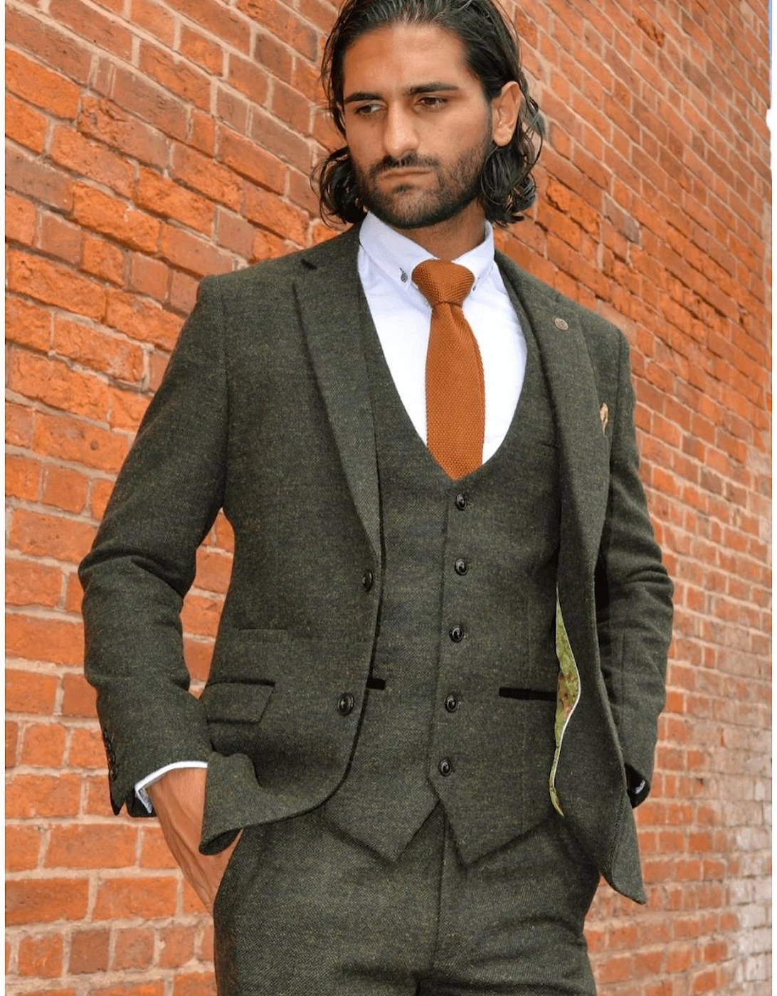 Marlow Olive Green Tweed Blazer