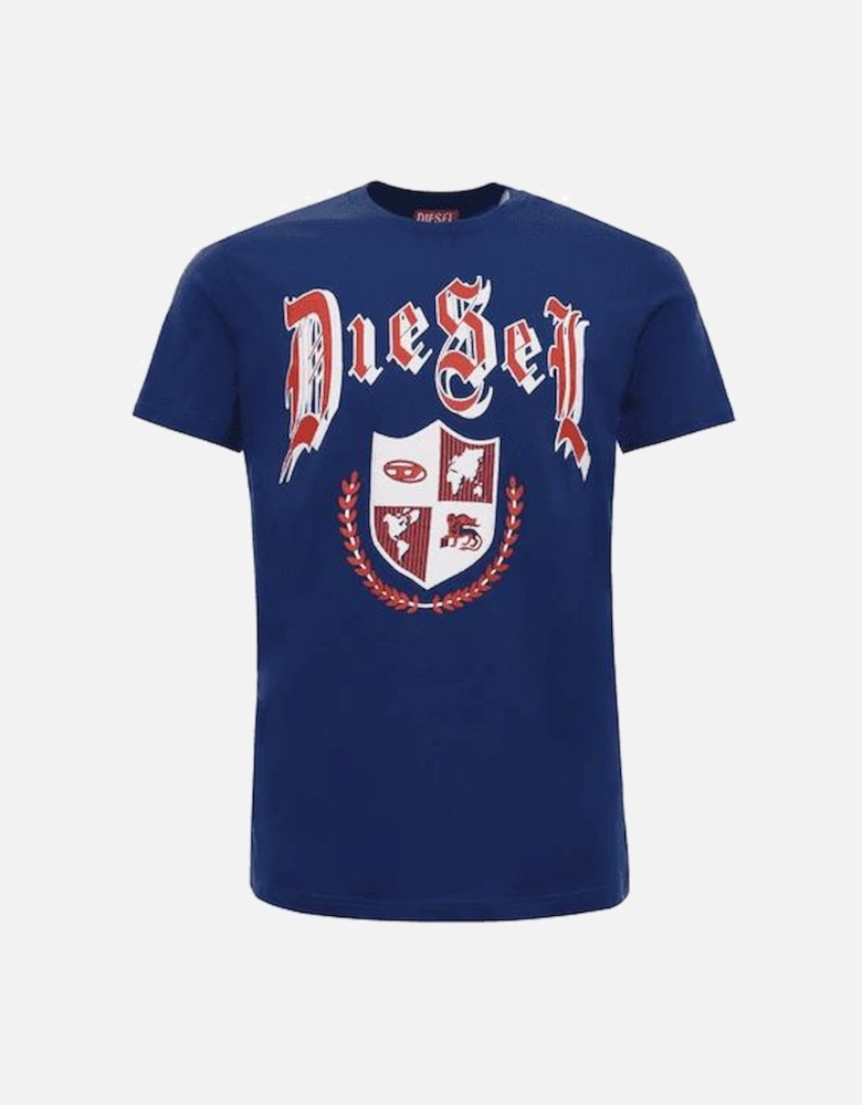 T-Diegor Cotton Crest Print Logo Blue T-Shirt