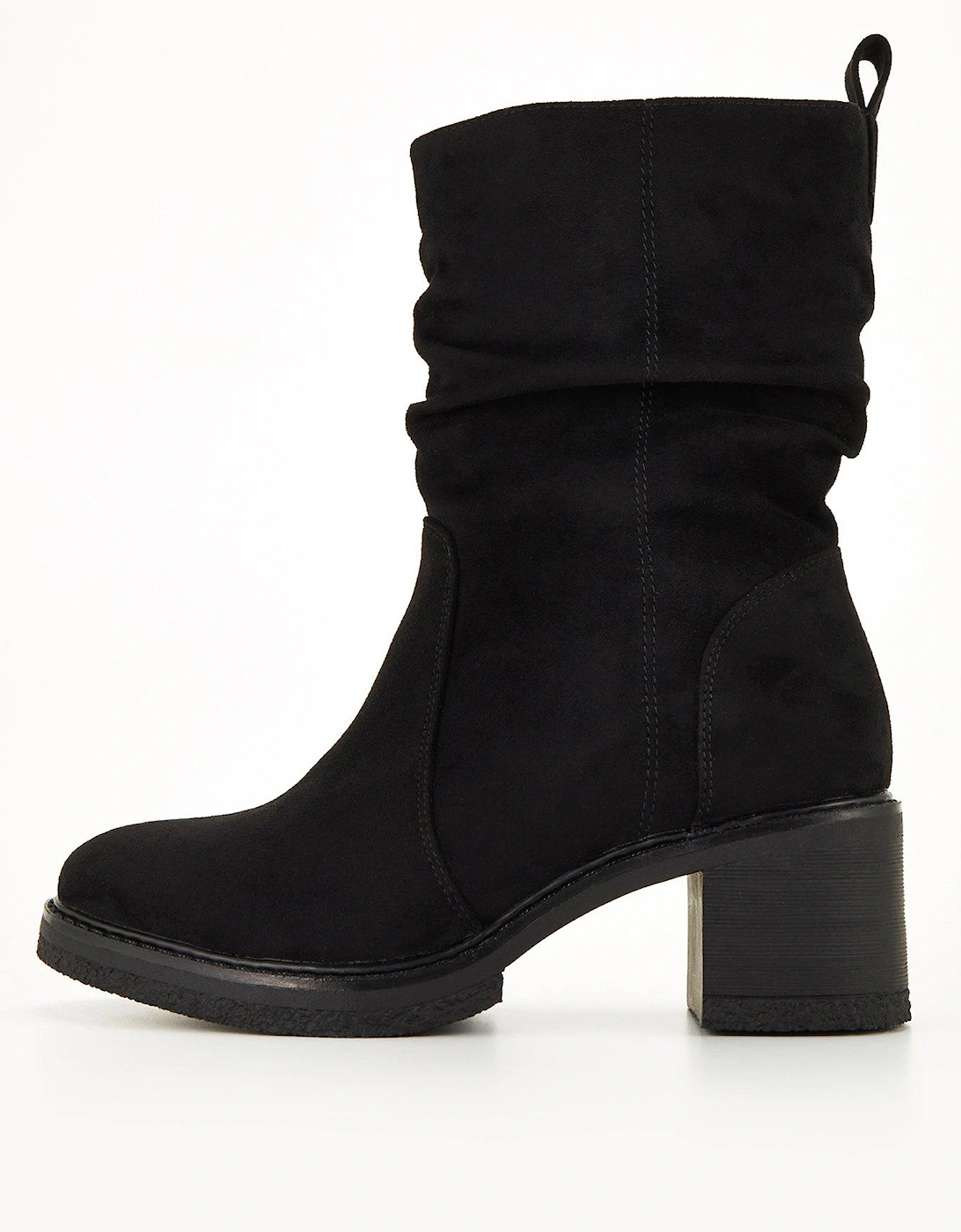Extra Wide Slouch Calf Boot With Bock Heel - Black, 3 of 2