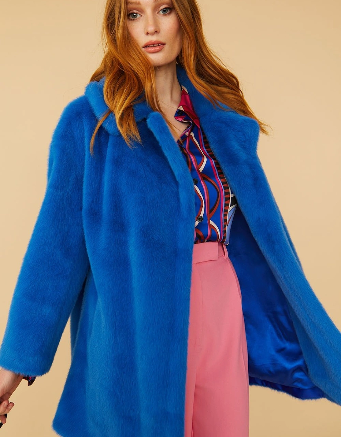 Blue Faux Fur Duchess Midi Coat, 5 of 4