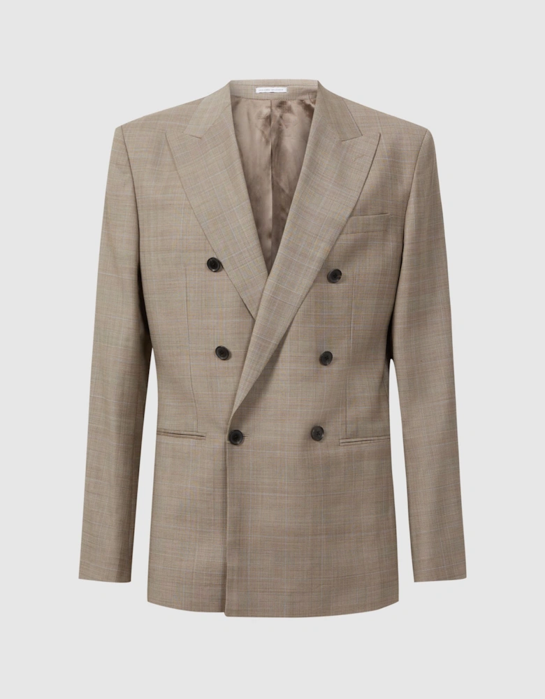 Slim Fit Double Breasted Checked Blazer