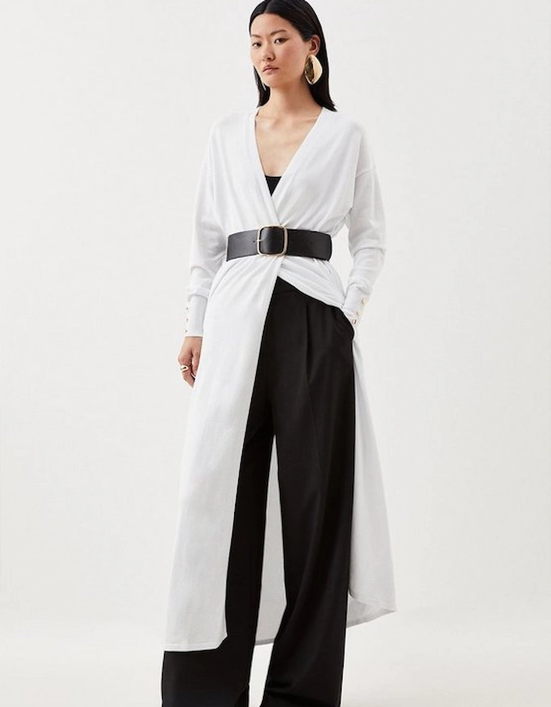 Viscose Blend Knit Belted Maxi Cardigan, 5 of 4