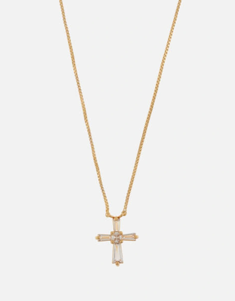 Crystal Cross Gold-Plated Necklace