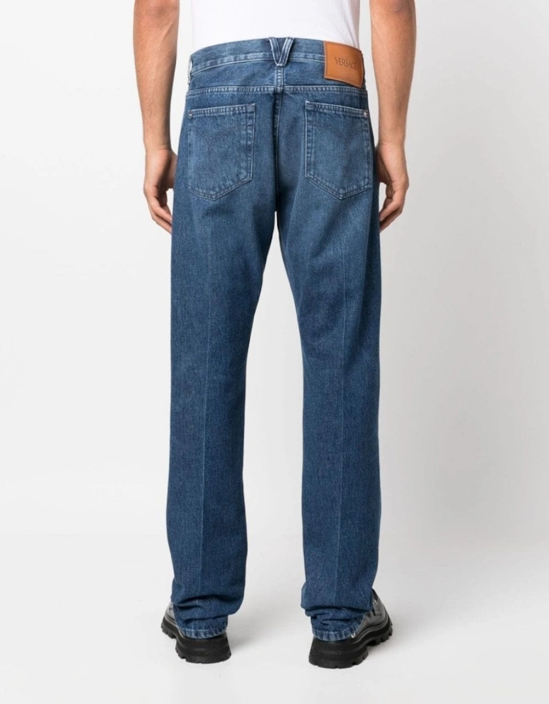 Medusa Washed Denim Jeans Blue