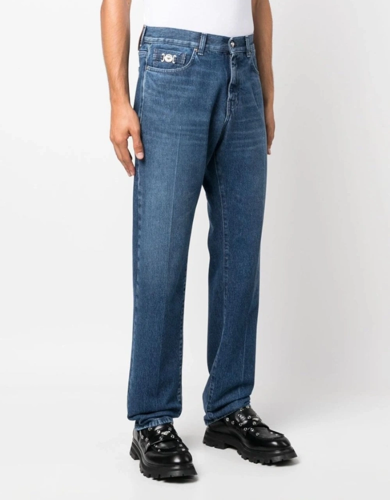 Medusa Washed Denim Jeans Blue