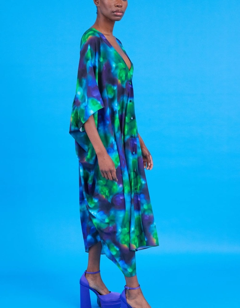 Cleo Silk Blend Oversized Maxi Kimono