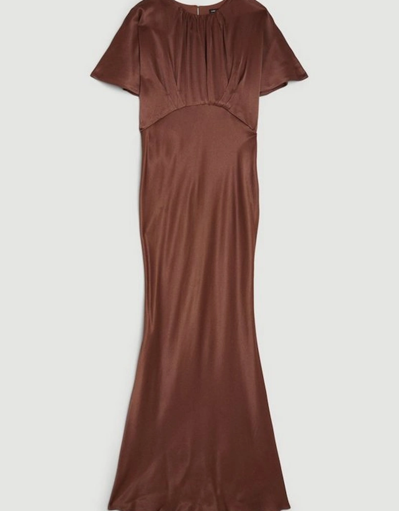 Satin Woven Crepe Maxi Dress