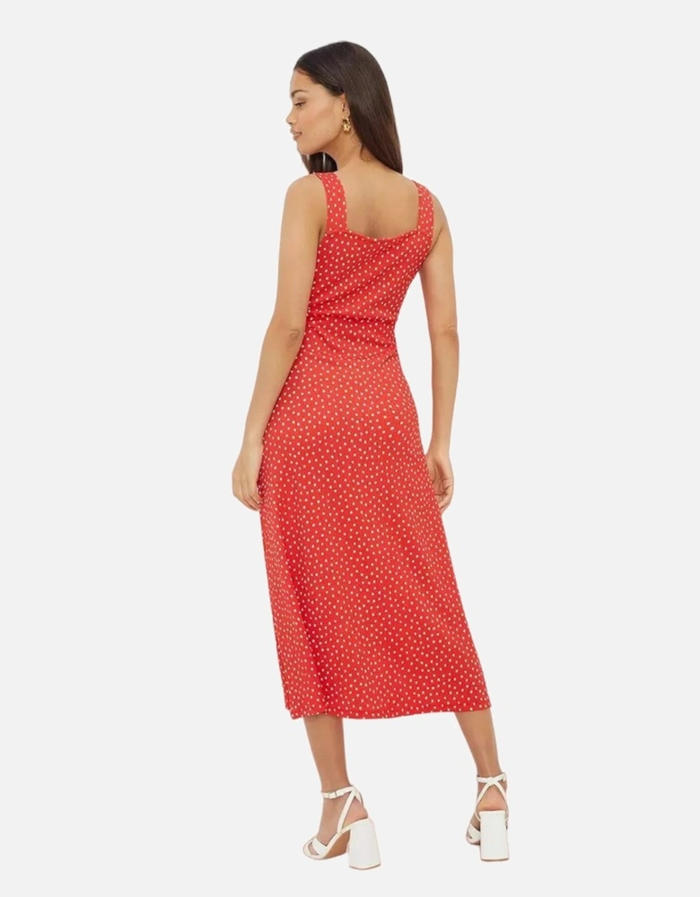 Womens/Ladies Spotted Strappy Petite Midi Dress