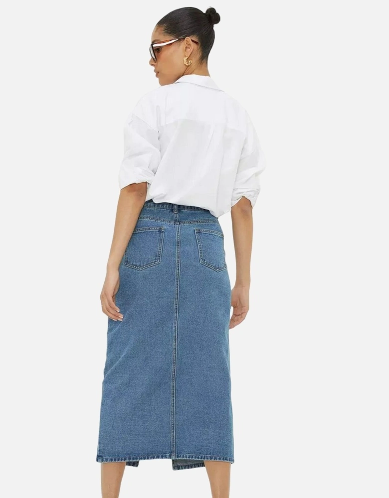 Womens/Ladies Denim Midaxi Skirt