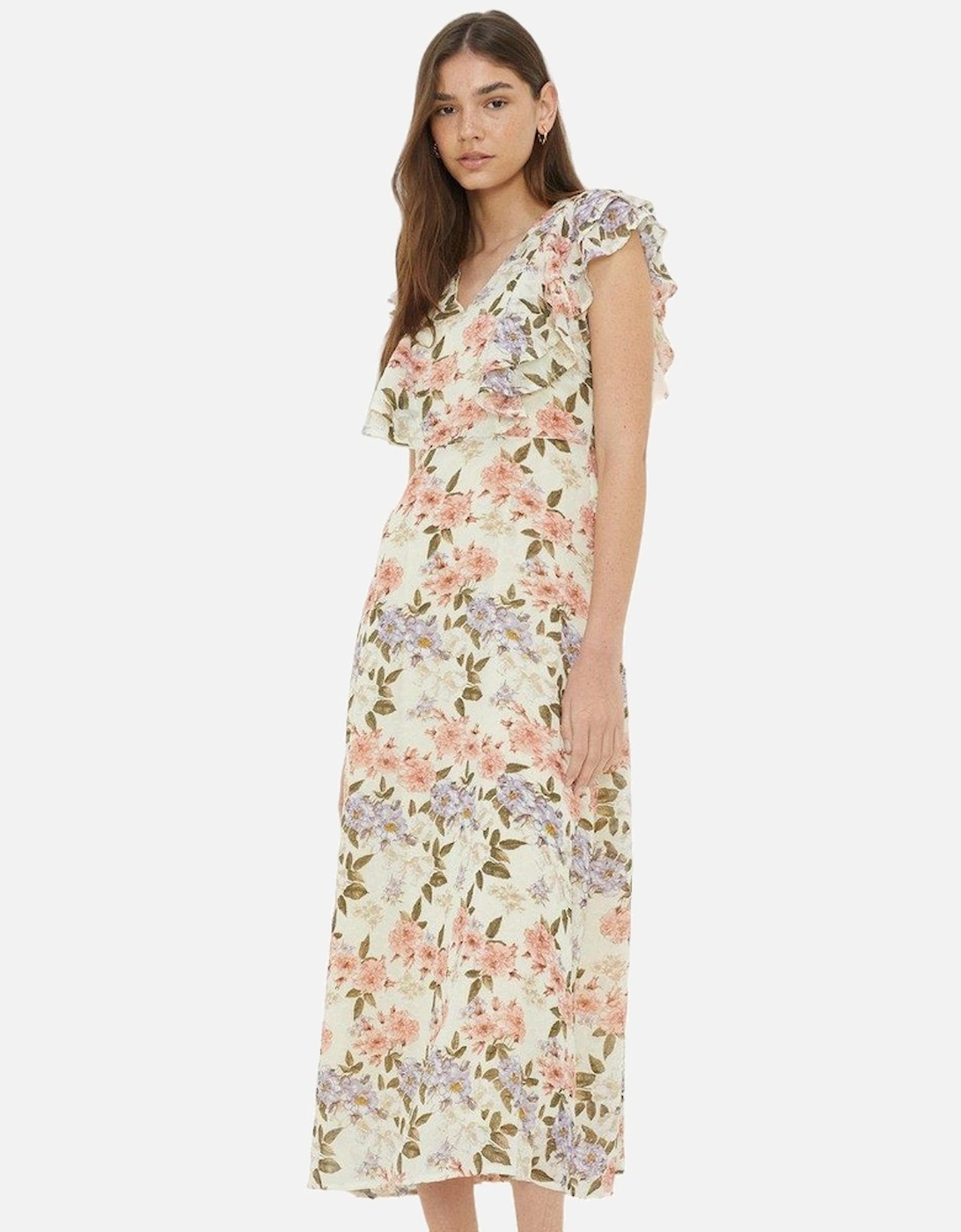Womens/Ladies Floral Textured Midi Dress, 6 of 5