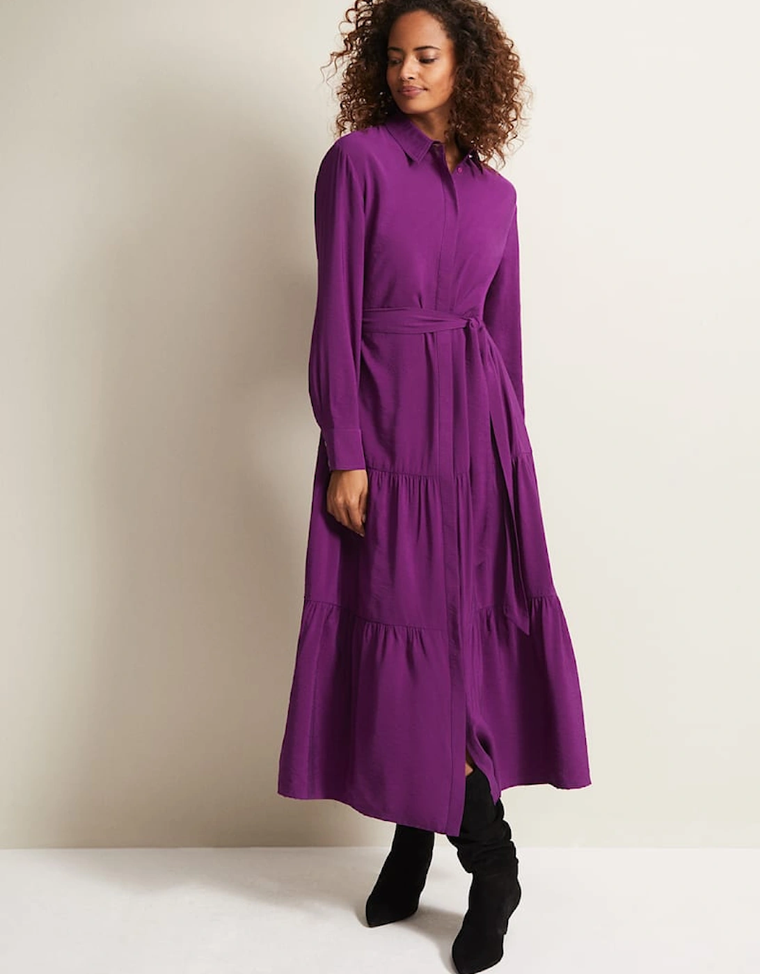Jayden Purple Shirt Midaxi Dress, 9 of 8