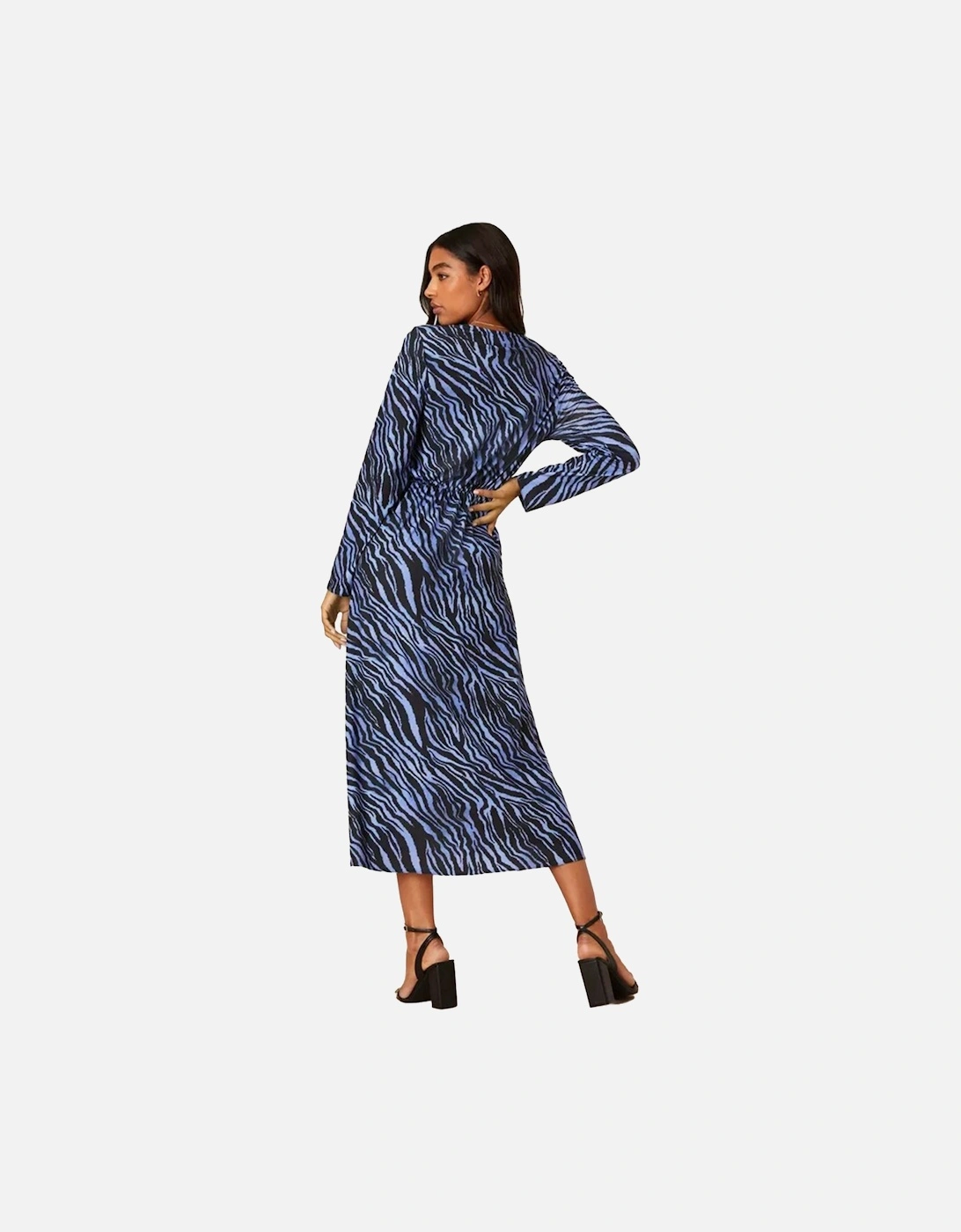 Womens/Ladies Zebra Print Ruched Front Midi Dress