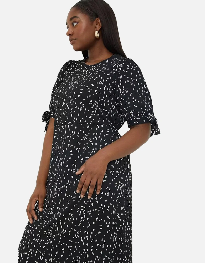 Womens/Ladies Spotted Plus Tie Sleeves Midi Dress